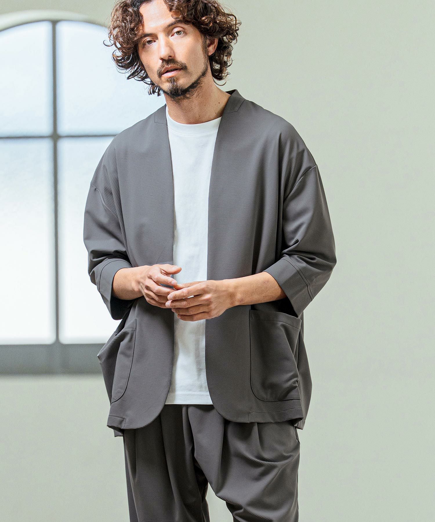 Magine(マージン)】Nylon Spandex Fine Rib Knit Fabric Lapel Less