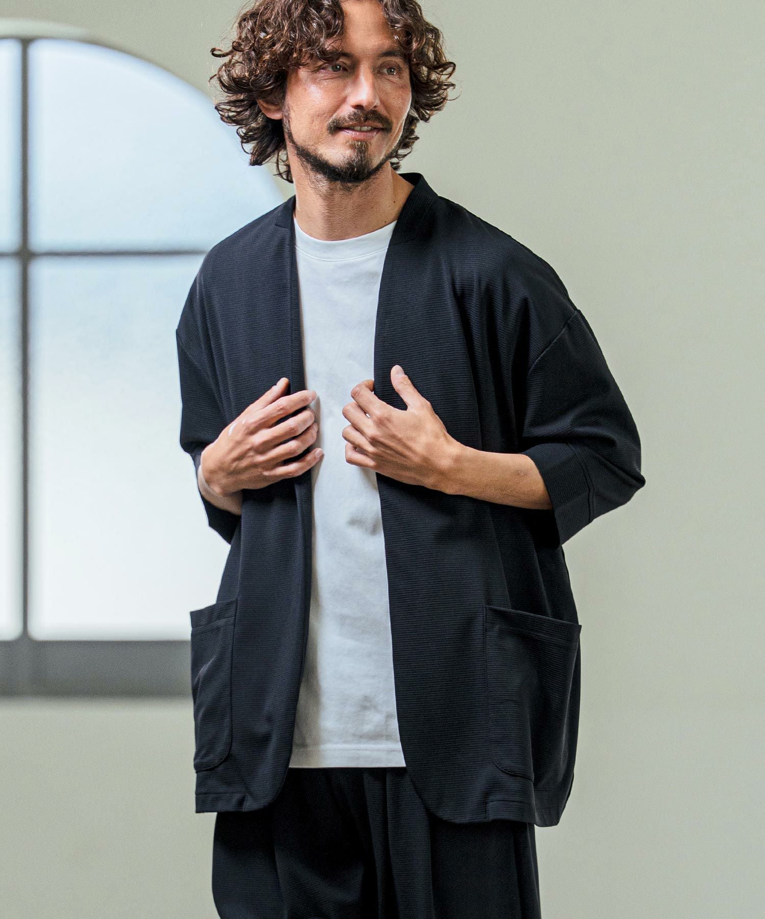 Magine(マージン)】Nylon Spandex Fine Rib Knit Fabric Lapel Less