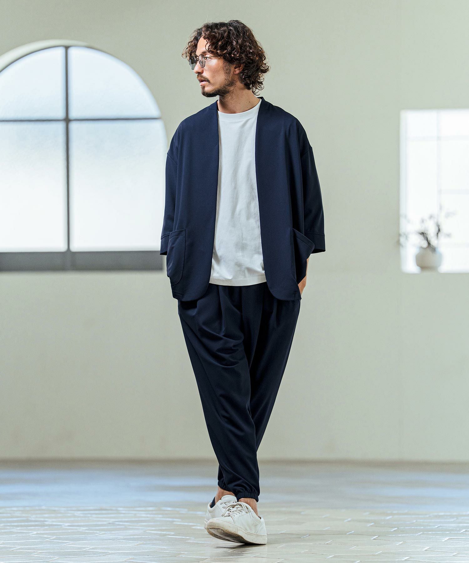 Magine(マージン)】Nylon Spandex Fine Rib Knit Fabric Lapel Less