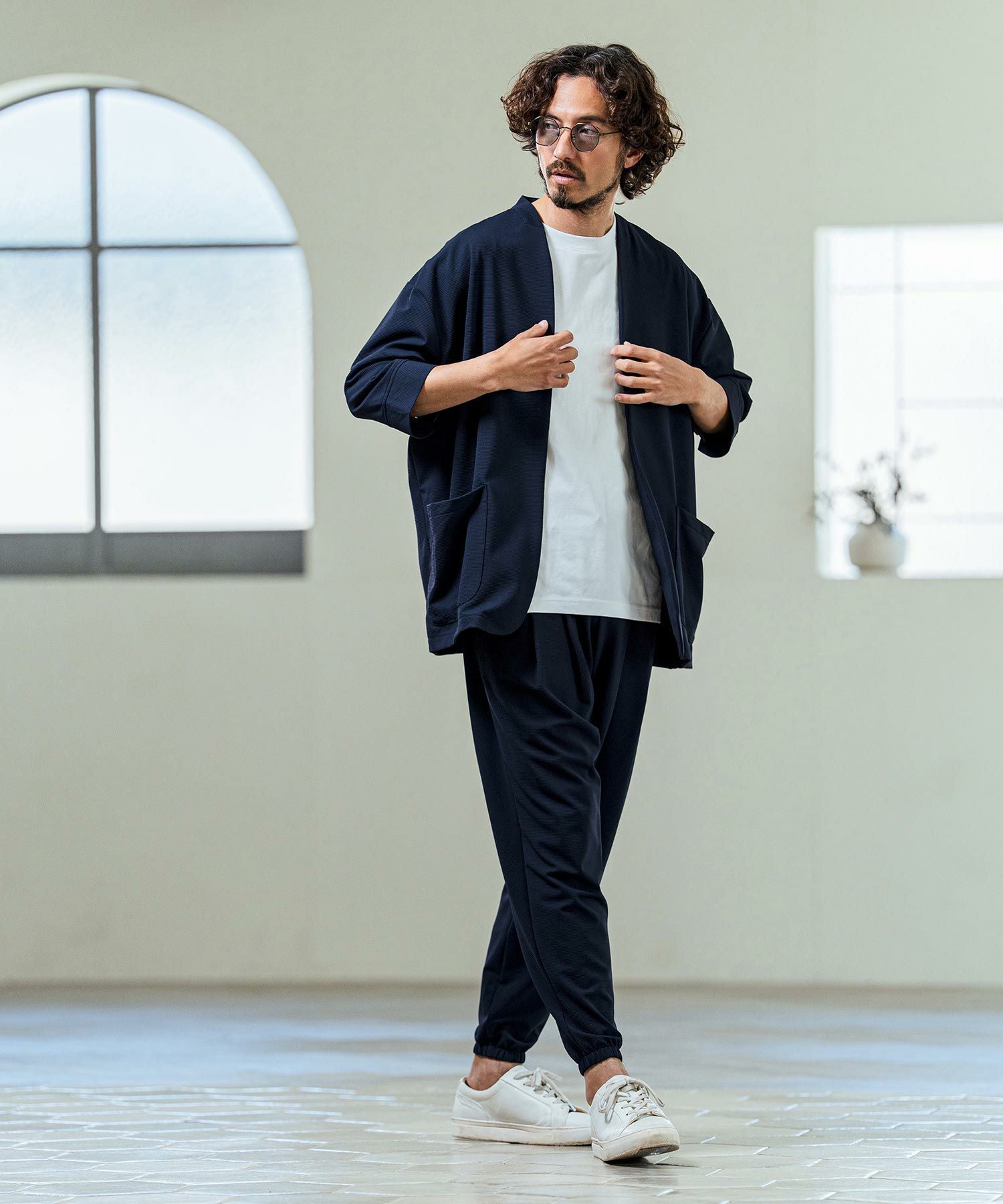 Magine(マージン)】Nylon Spandex Fine Rib Knit Fabric Lapel Less