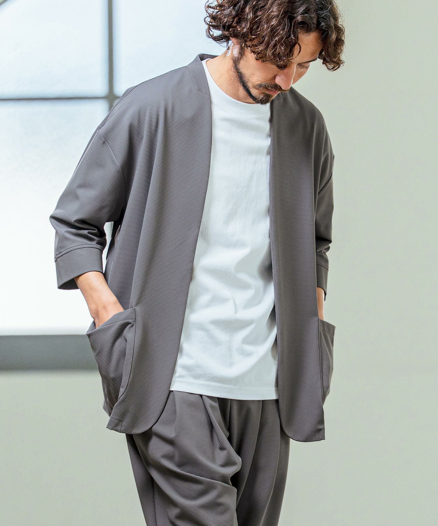 Magine(マージン)】Nylon Spandex Fine Rib Knit Fabric Lapel Less