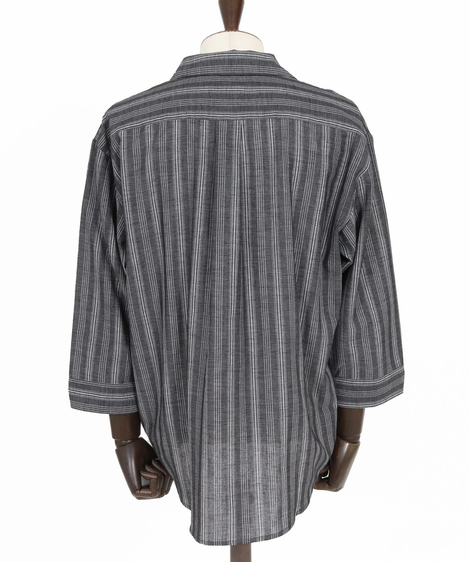 Magine(マージン)】Gauze Touch Stripe Skipper Polo Seven Sleeve