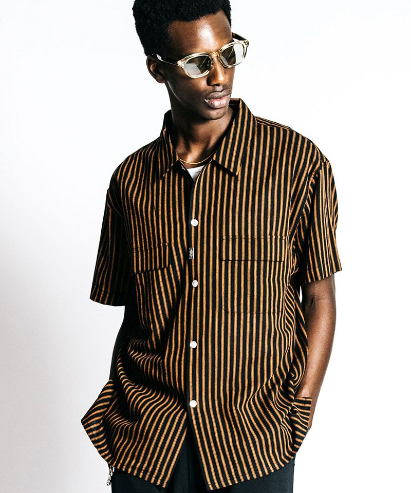 特価 CRIMIE クライミー ストライプワークシャツ&ショーツセットアップ CRIMIE(クライミー)】SUMMER STRIPE SHIRT サマーストライプシャツ(CR1