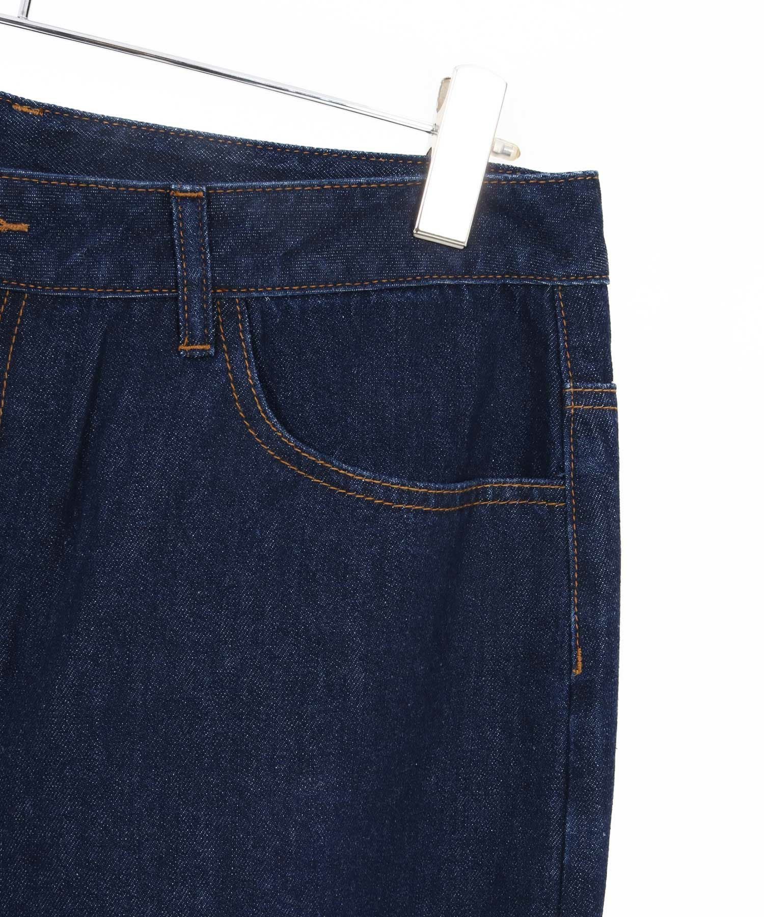 50%OFF【CAMBIO(カンビオ)】変形ポケットワイドテーパードデニムパンツ