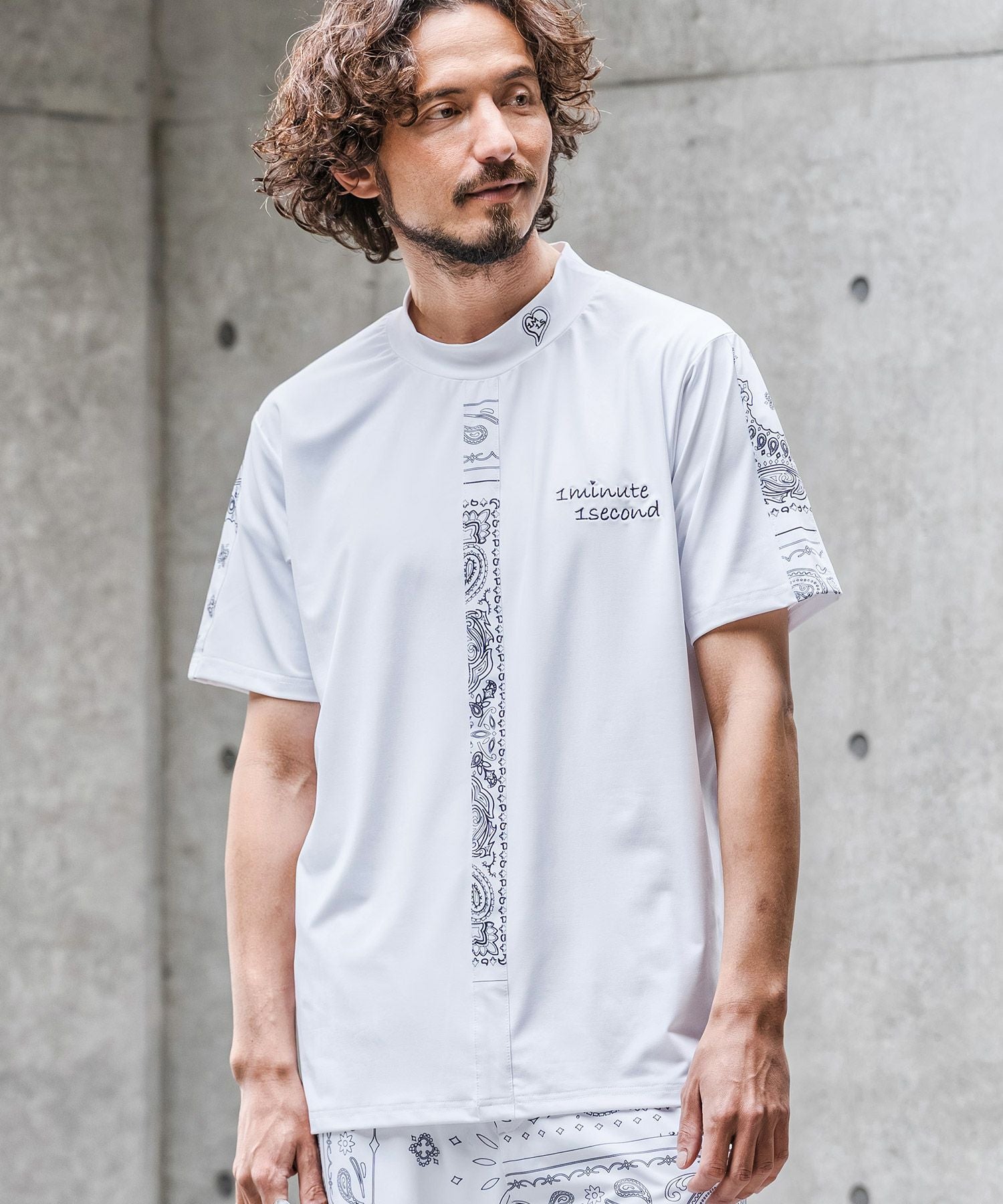 【未使用】1minute1secondモックネックシャツM 1minute 1second(ワンミニットワンセカンド)】high stretch knit line