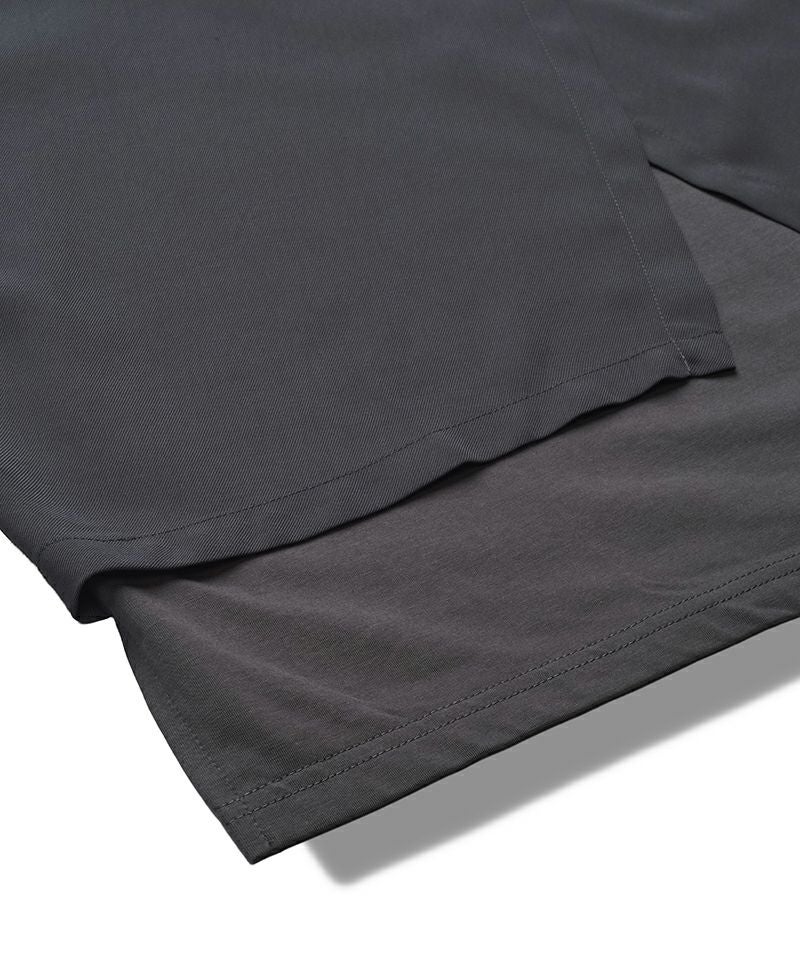 NO ID.(ノーアイディー)】ｽﾘｯﾄﾚｲﾔｰﾄﾞ8分袖BIG-T Tシャツ(458006-441T