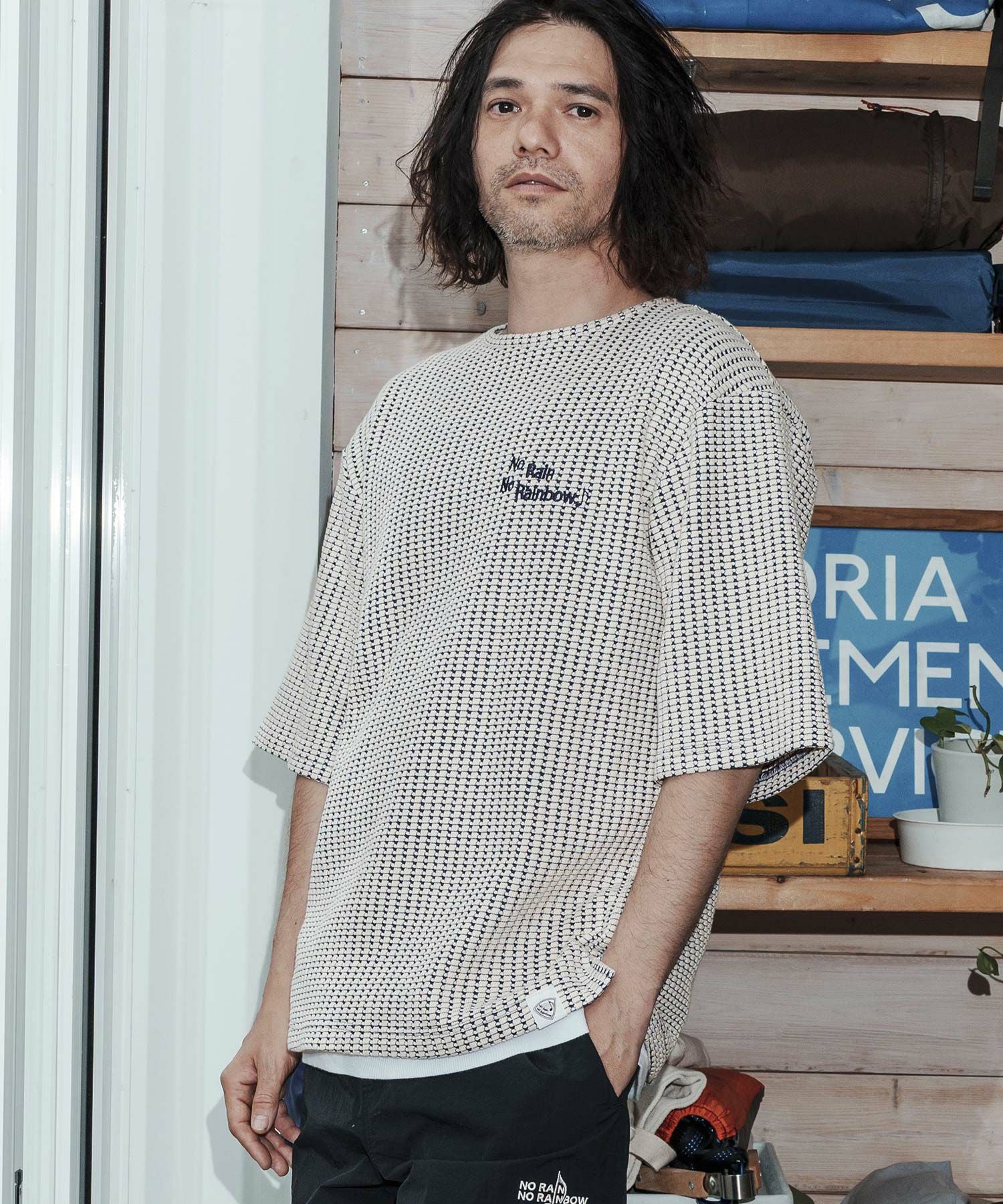 No Rain No Rainbow(ノーレインノーレインボー)】waffle knit shorts