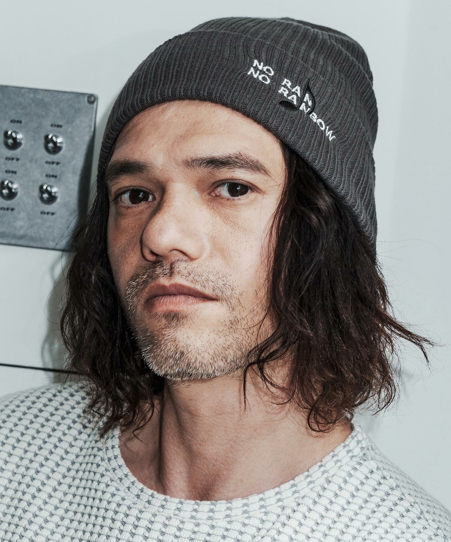 No Rain No Rainbow(ノーレインノーレインボー)】NR knit cap with two