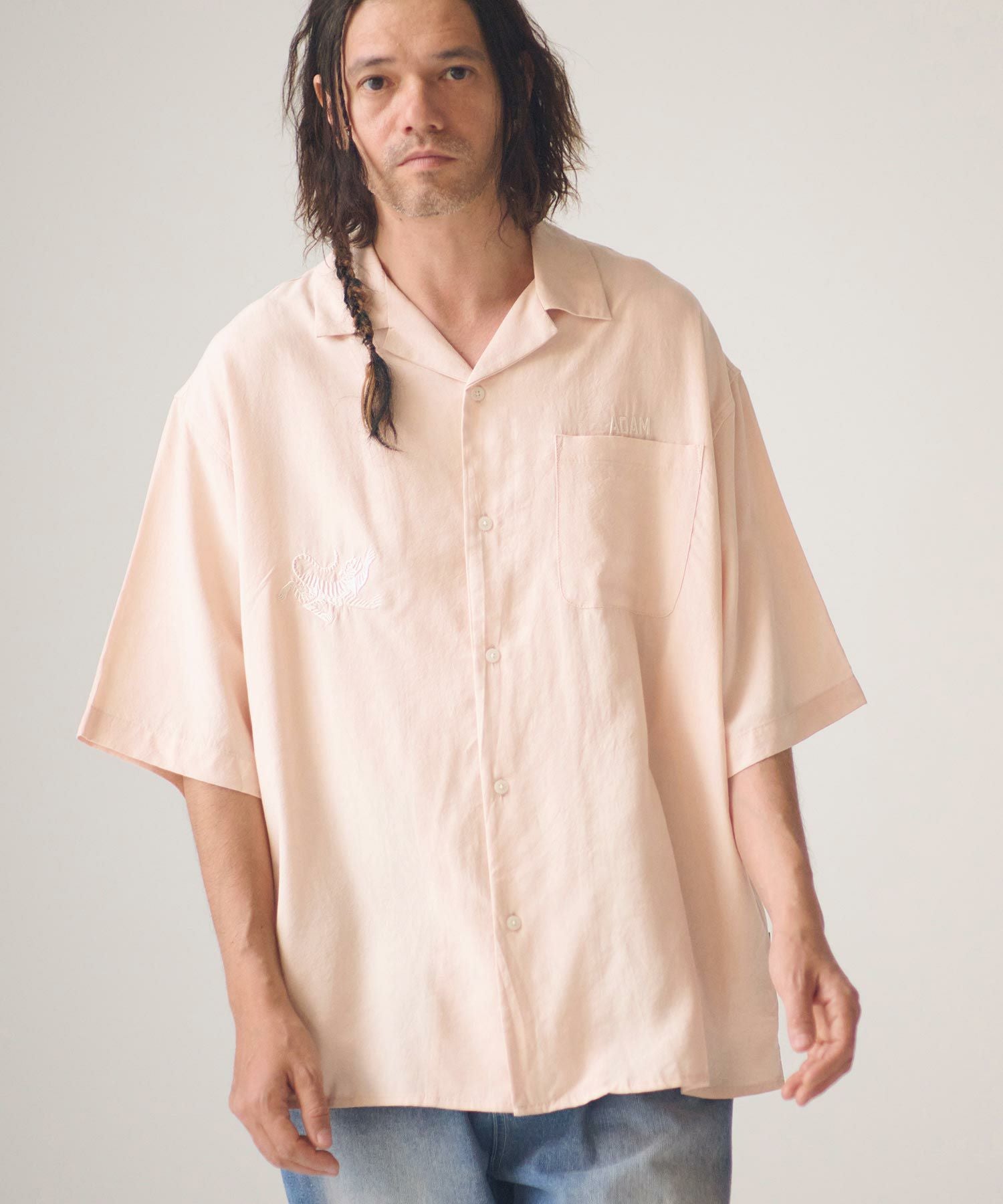 ADAM PATEK(アダムパテック)】tiger embroidery short sleeve shirt