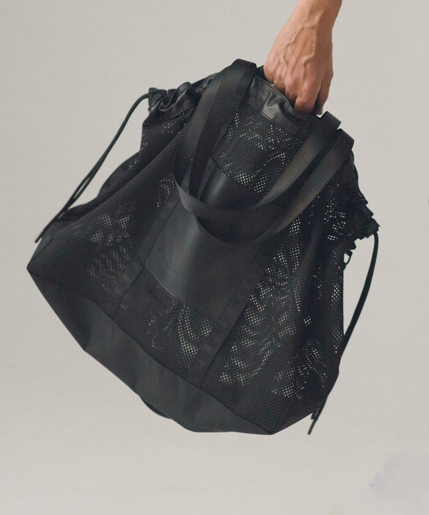 ADAM PATEK(アダムパテック)】Leather trimmed mesh 2way big tote bag