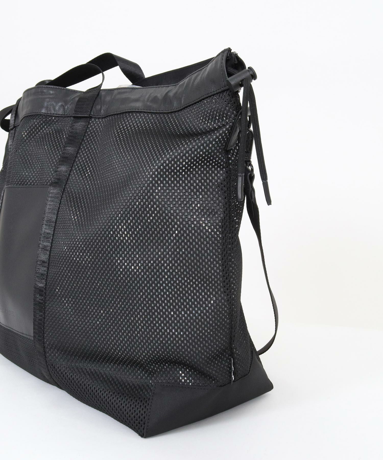 ADAM PATEK(アダムパテック)】Leather trimmed mesh 2way big tote bag