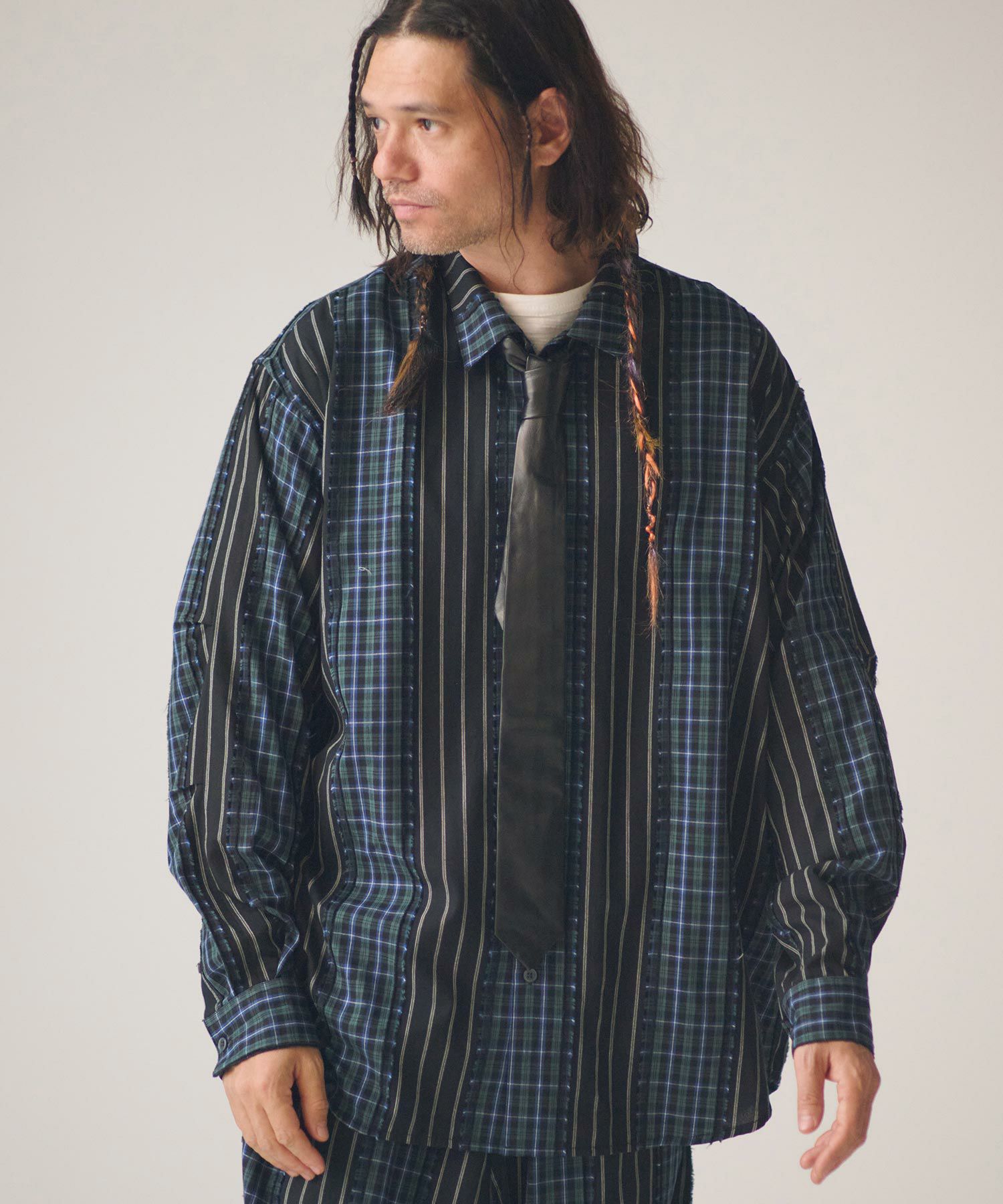 ADAM PATEK(アダムパテック)】jacquard check-stripe shirt シャツ