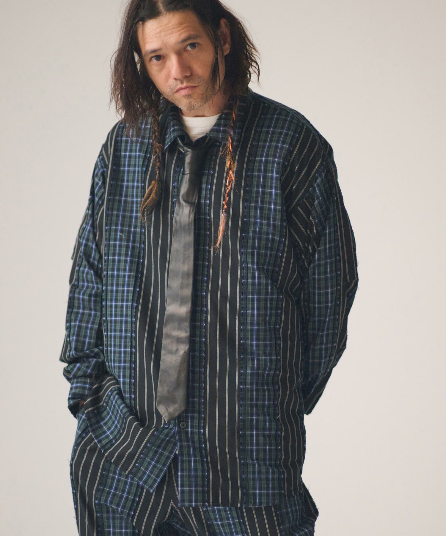 ADAM PATEK(アダムパテック)】jacquard check-stripe shirt シャツ
