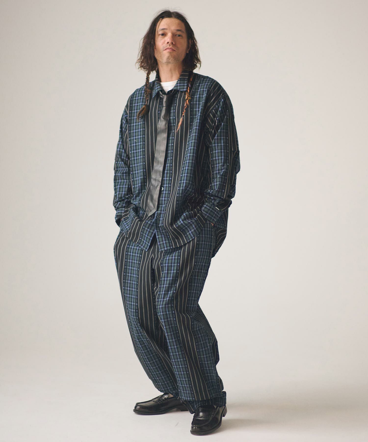 ADAM PATEK(アダムパテック)】jacquard check-stripe shirt シャツ