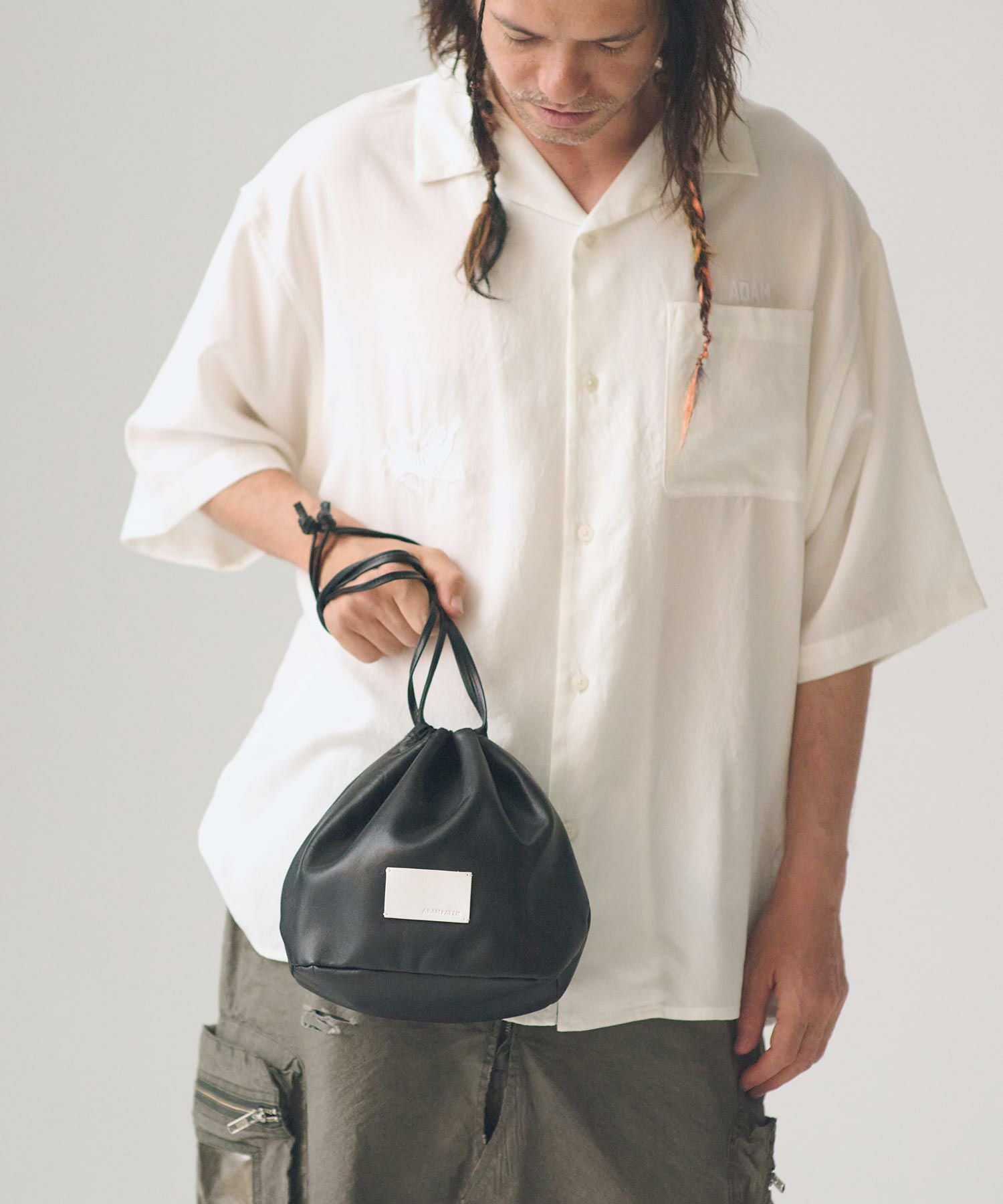 ADAM PATEK(アダムパテック)】water repellent leather drawstring bag
