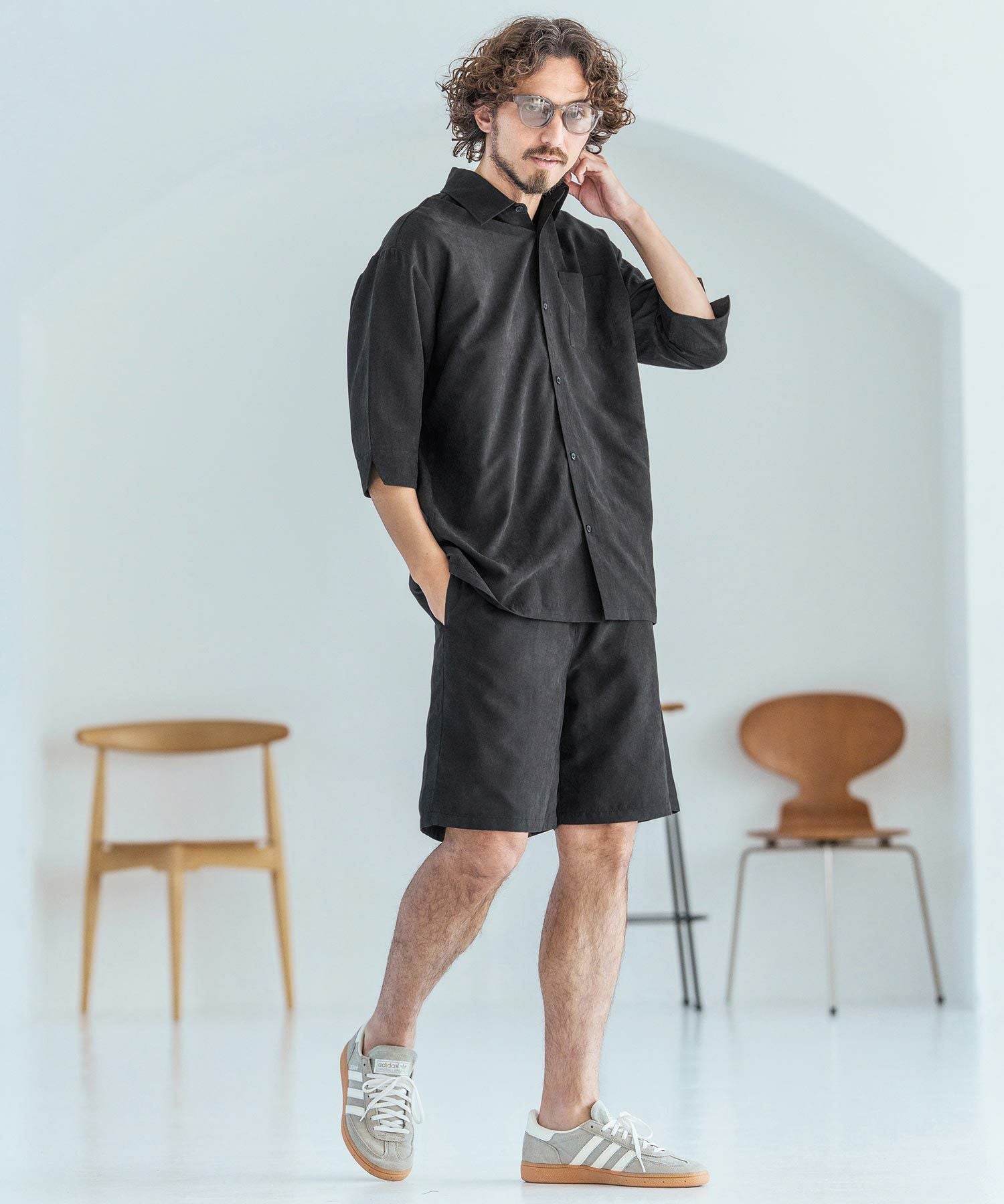 Magine(マージン)】Poly Peach Relax Silhouette Five Sleeve Shirt 五