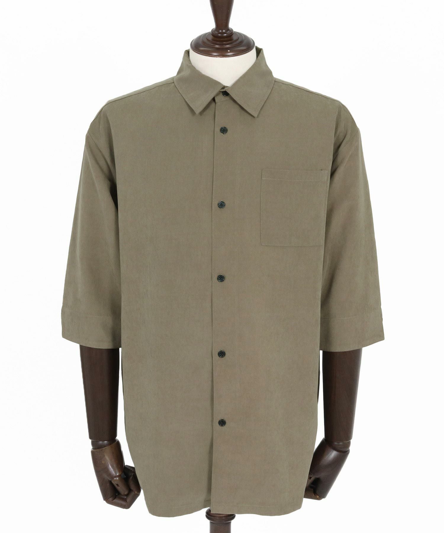 Magine(マージン)】Poly Peach Relax Silhouette Five Sleeve Shirt 五