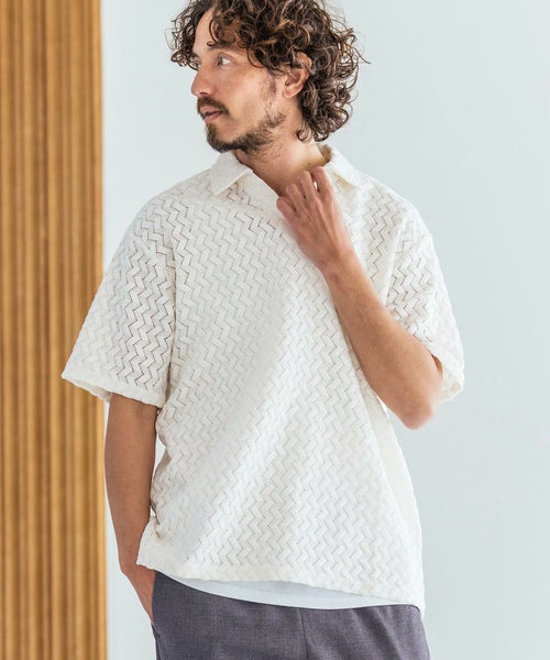 Magine(マージン)】Gauze Touch Stripe Skipper Polo Seven Sleeve 