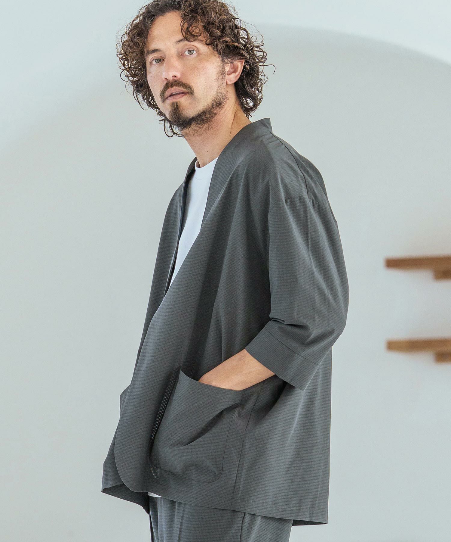 Magine(マージン)】Dot Air Fabric Seven-Sleeve Jacket 7分袖ラペル Magine(マージン)】Dot Air Fabric Seven-Sleeve Jacket 7分袖ラペル