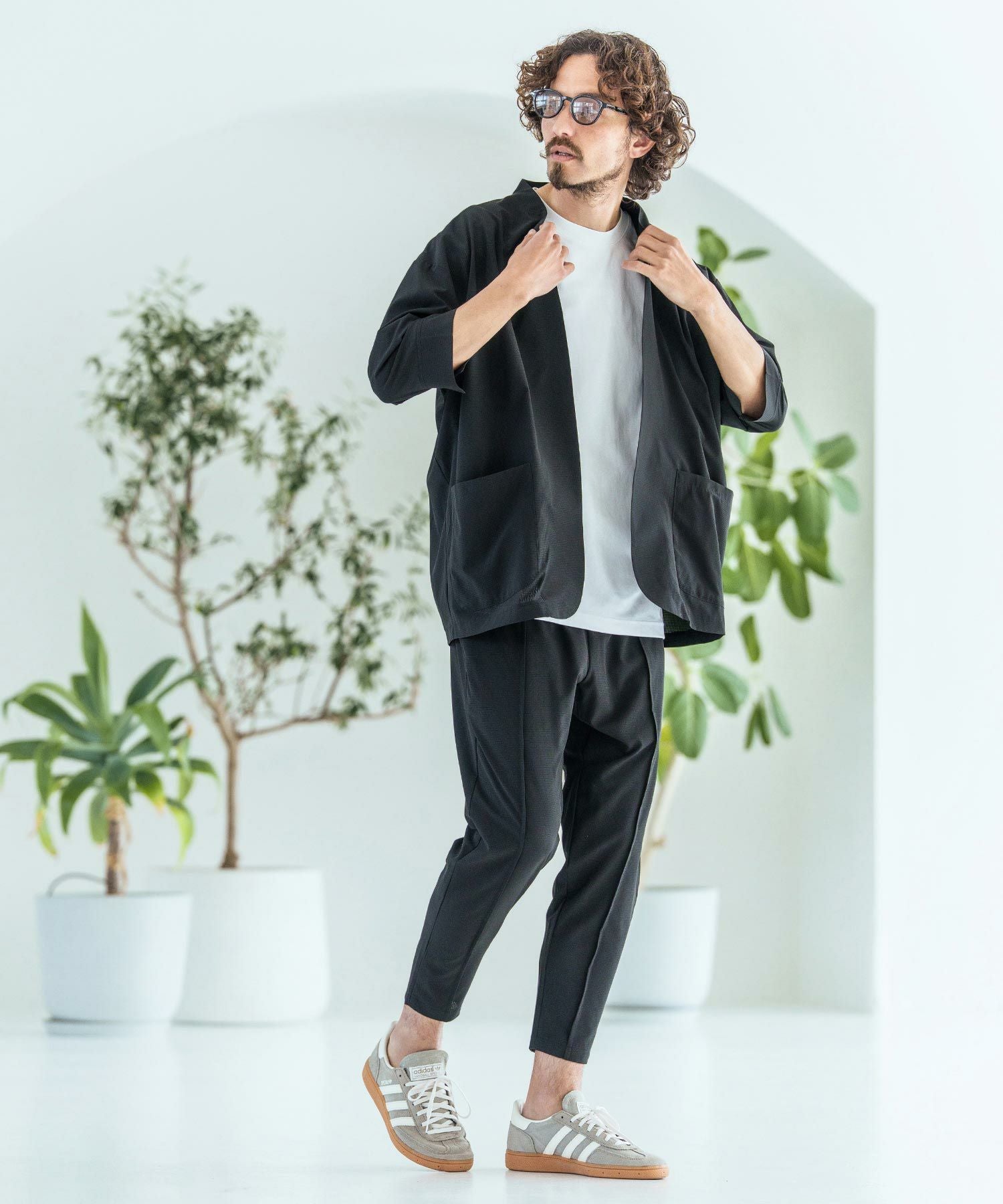 Magine(マージン)】Dot Air Fabric Seven-Sleeve Jacket 7分袖ラペル