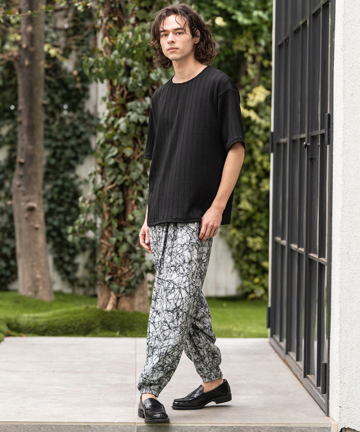 30%OFF【CAMBIO(カンビオ)】Geometric Rayon Nylon Jogger Pants