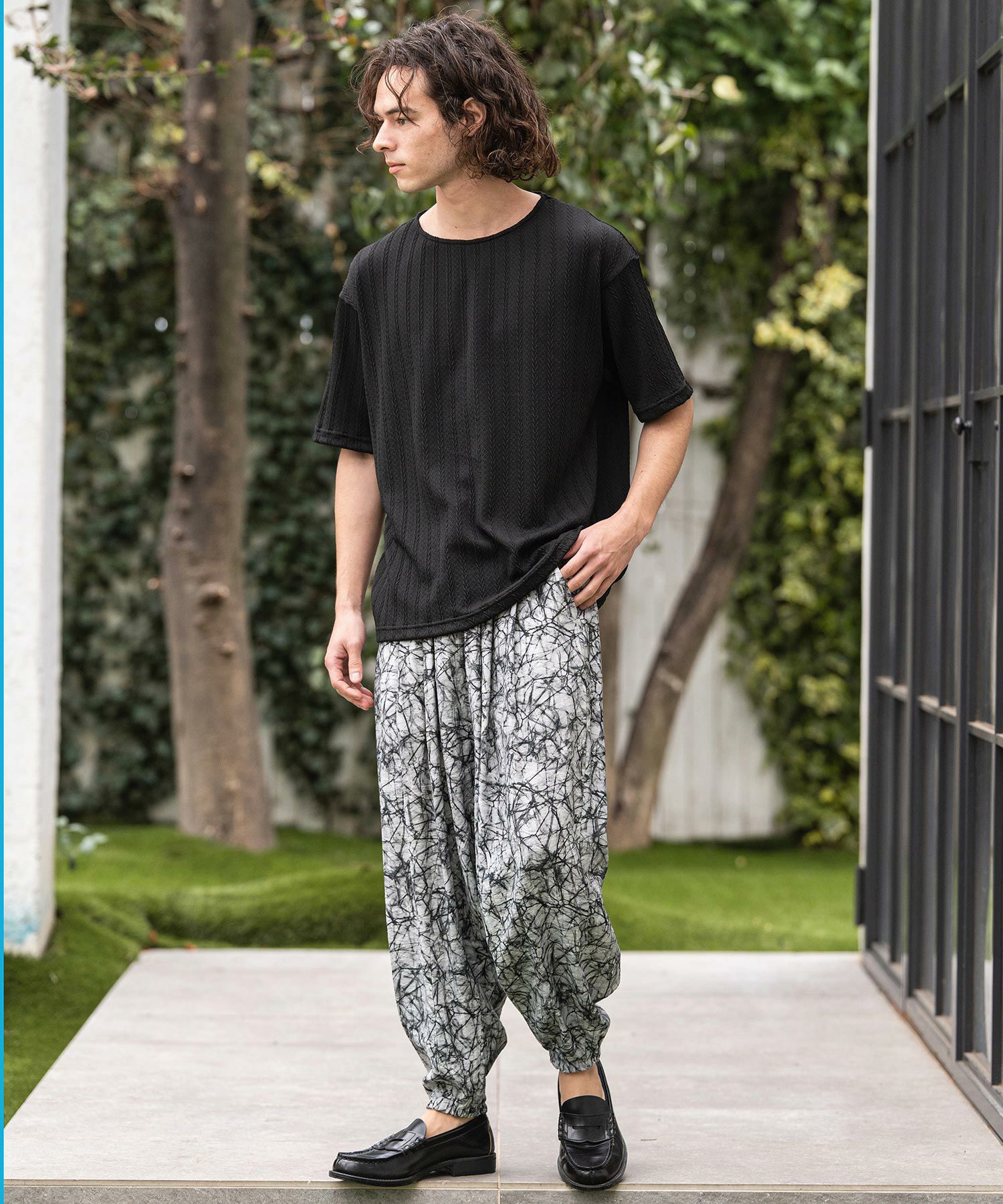 30%OFF【CAMBIO(カンビオ)】Geometric Rayon Nylon Jogger Pants