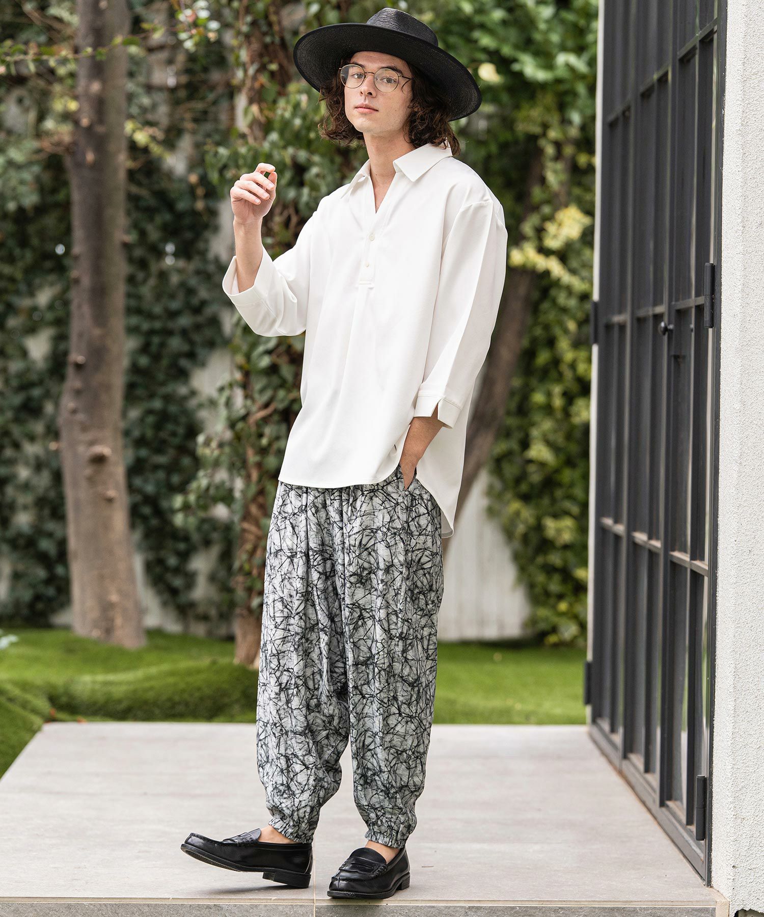 30%OFF【CAMBIO(カンビオ)】Geometric Rayon Nylon Jogger Pants