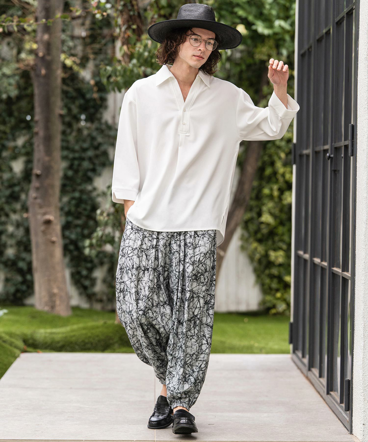 30%OFF【CAMBIO(カンビオ)】Geometric Rayon Nylon Jogger Pants