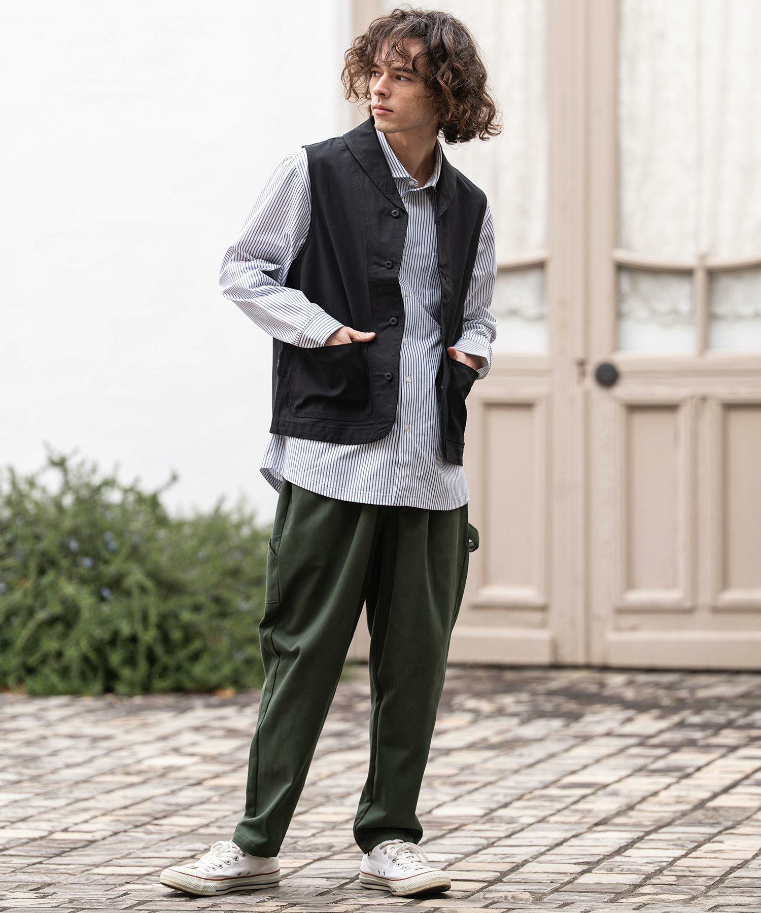 美品 ルーマニア製 slowear スローウェア 中綿ベスト size46 CAMBIO(カンビオ)】ショールカラーチノワーカーズベスト(HLCM0242