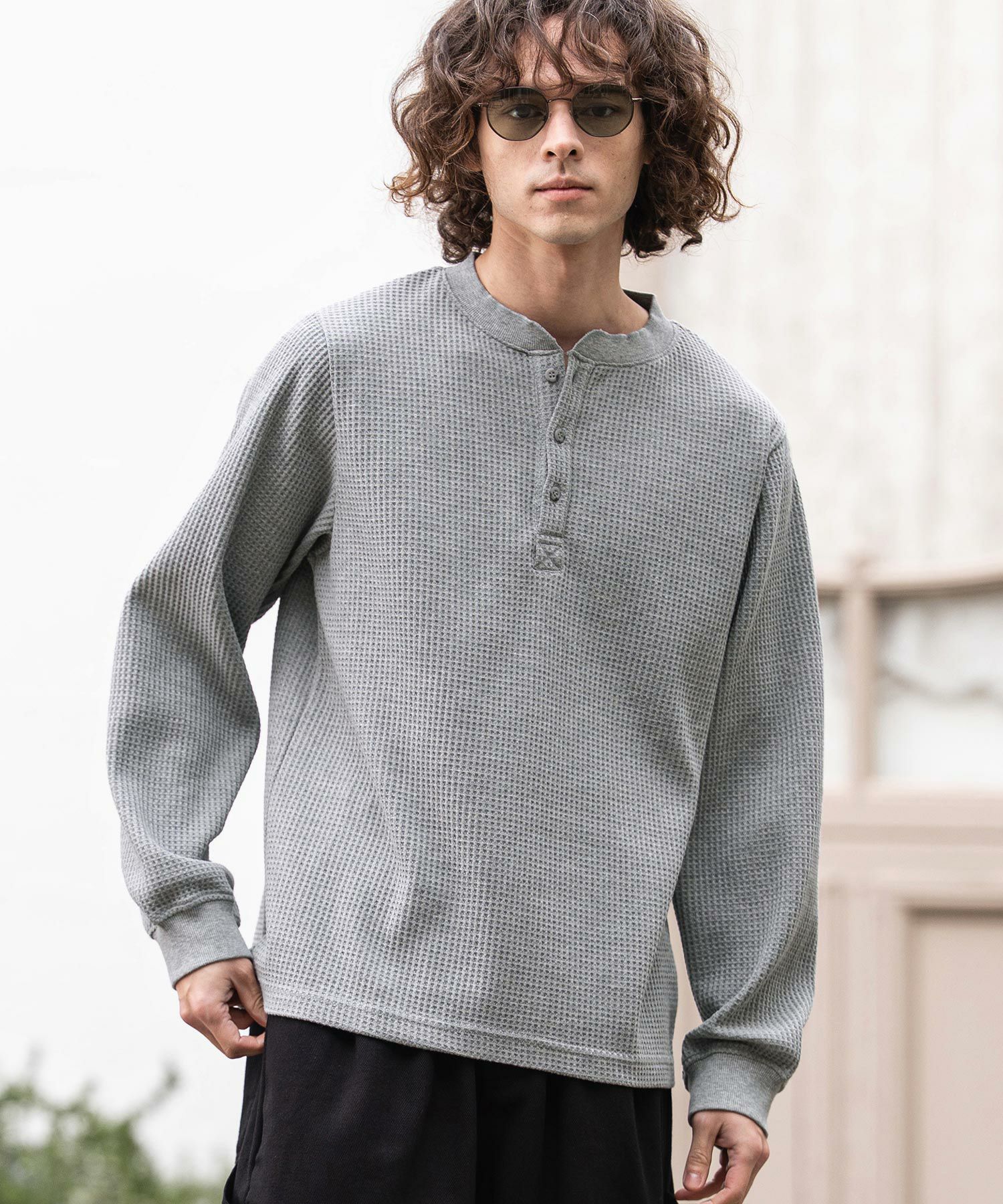 CAMBIO(カンビオ)】ヘンリーネックワッフルロンT(HLCM0261) | CAMBIO
