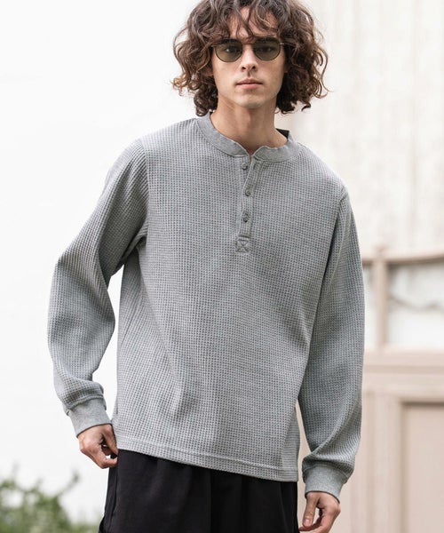 CAMBIO(カンビオ)】ヘンリーネックワッフルロンT(HLCM0261) | CAMBIO 