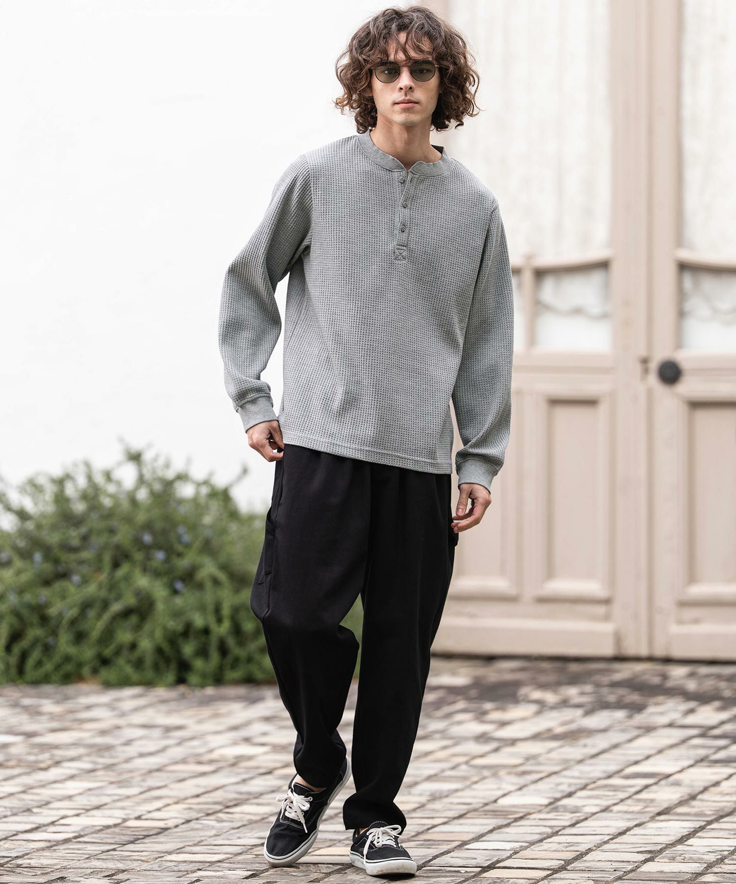 CAMBIO(カンビオ)】ヘンリーネックワッフルロンT(HLCM0261) | CAMBIO