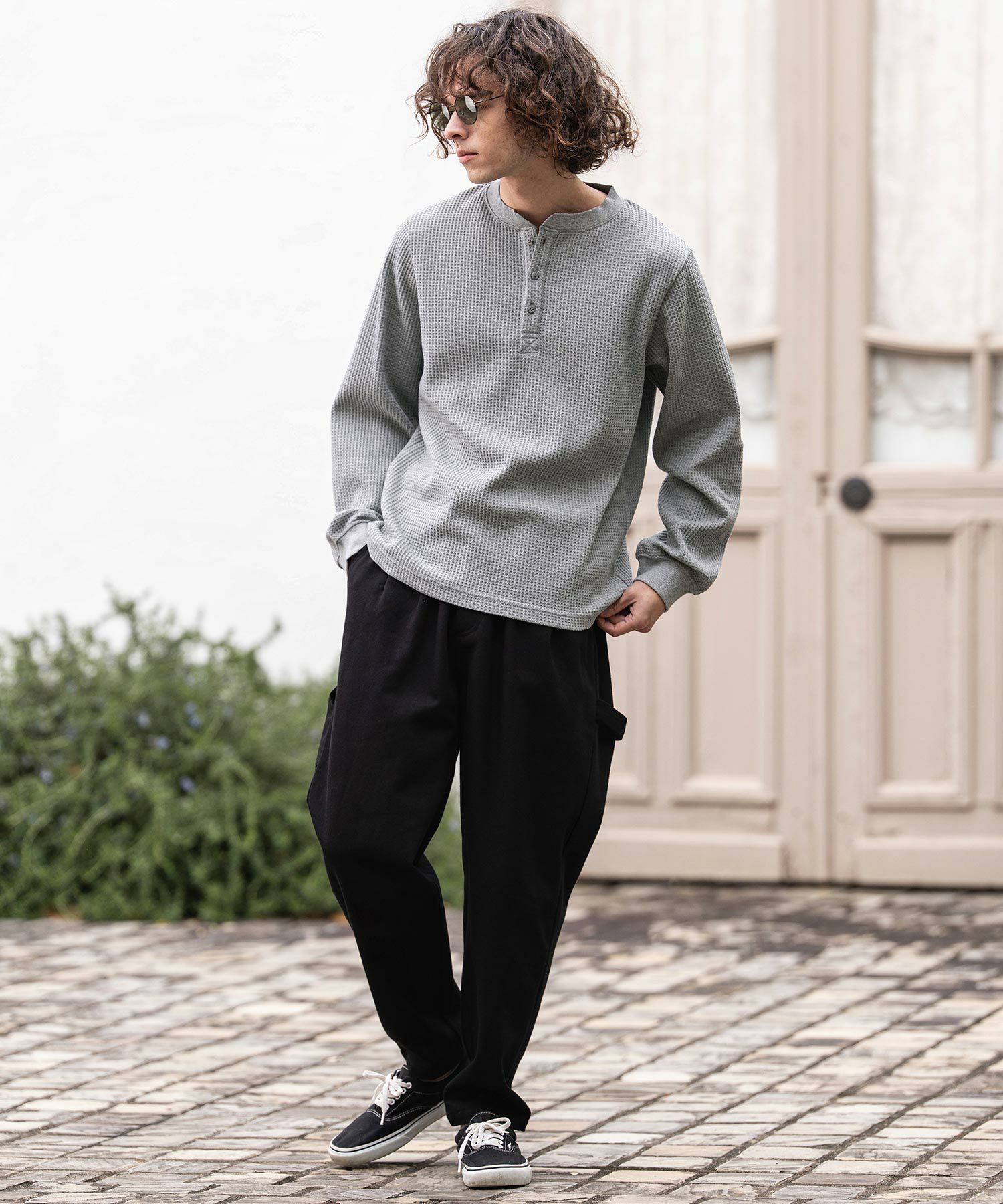 nigel cabounmヘンリーネックワッフルカットソー Nigel Cabourn - nigel cabounmヘンリーネックワッフルカットソーの