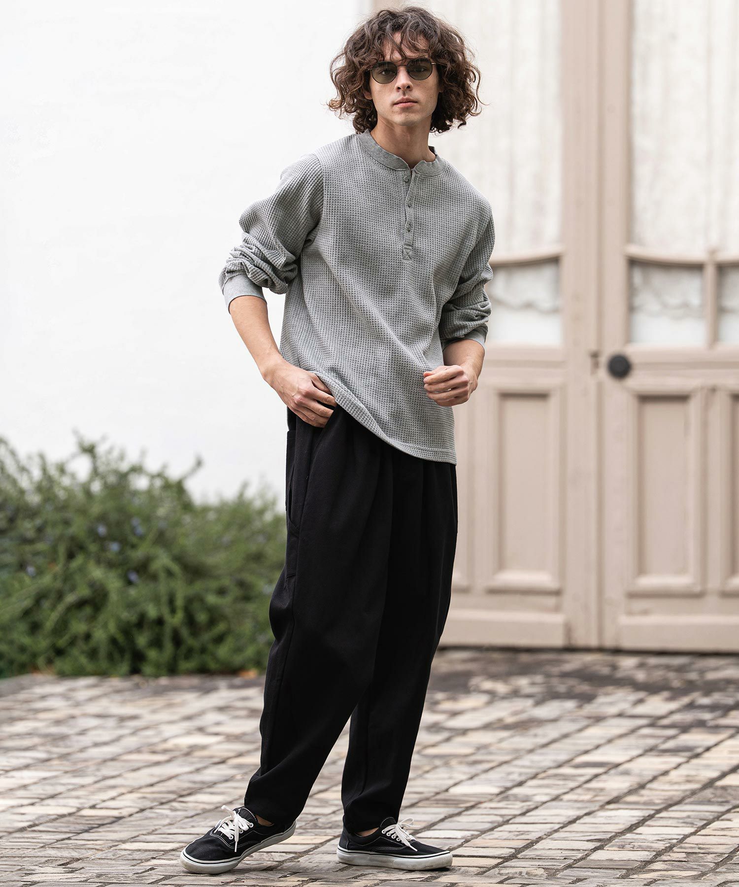 CAMBIO(カンビオ)】ヘンリーネックワッフルロンT(HLCM0261) | CAMBIO