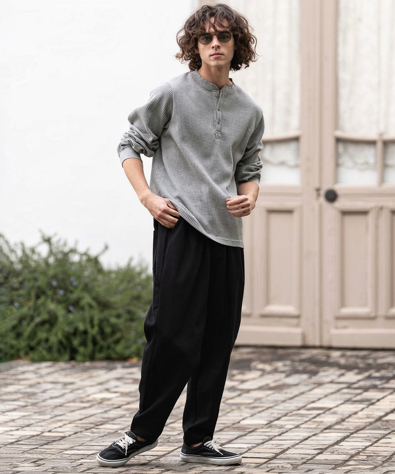 CAMBIO(カンビオ)】ヘンリーネックワッフルロンT(HLCM0261) | CAMBIO 