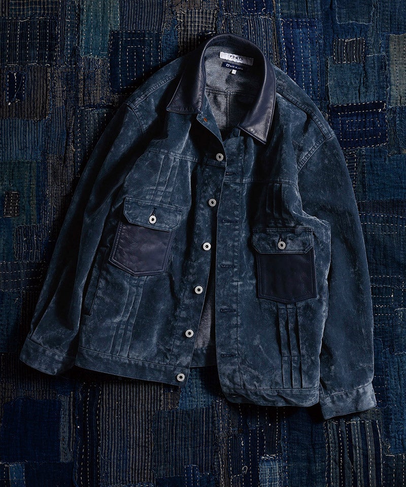 MFLJ020P、Lサイズ、袖脱着式パンチングレザージャケット FDMTL(ファンダメンタル)】 FLOCK LEATHER JACKET RINSE ジャケット