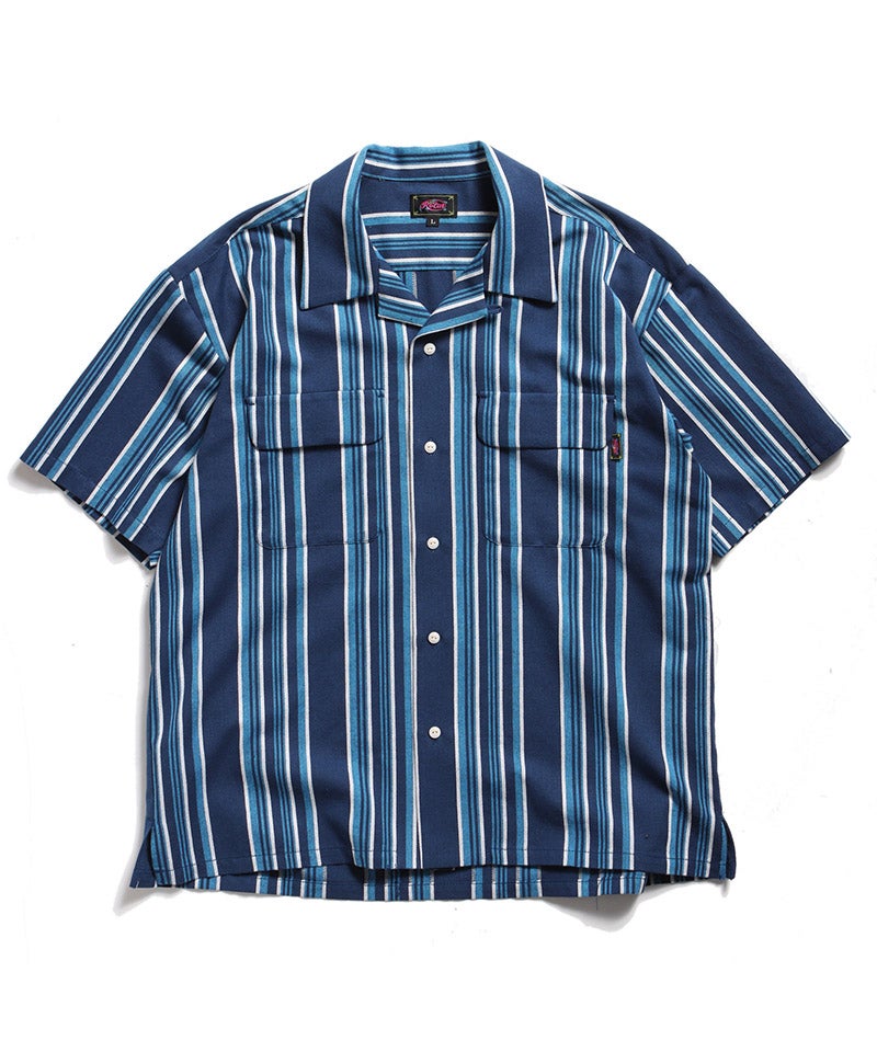 ROTAR(ローター)】Native Stripes Open Collar Shirt ストライプシャツ