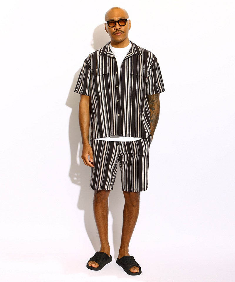 ROTAR(ローター)】Native Stripes Open Collar Shirt ストライプシャツ