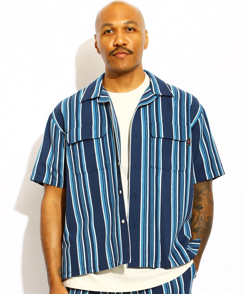 ROTAR(ローター)】Native Stripes Open Collar Shirt ストライプシャツ