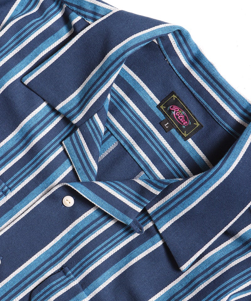 ROTAR(ローター)】Native Stripes Open Collar Shirt ストライプシャツ