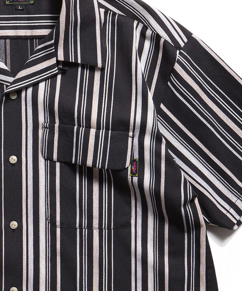 ROTAR(ローター)】Native Stripes Open Collar Shirt ストライプシャツ