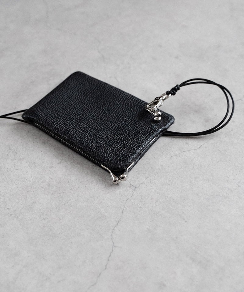 レザー がま口 ケース ブラック　チェーン付き SENTI(センティ)】【予約販売10月上旬～中旬入荷】SHRINK LEATHER