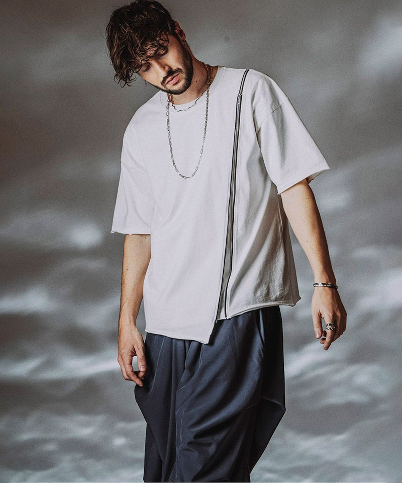 NO ID.(ノーアイディー)】ﾚｲﾔｰﾄﾞZIP BIG-T Tシャツ(858006-453T