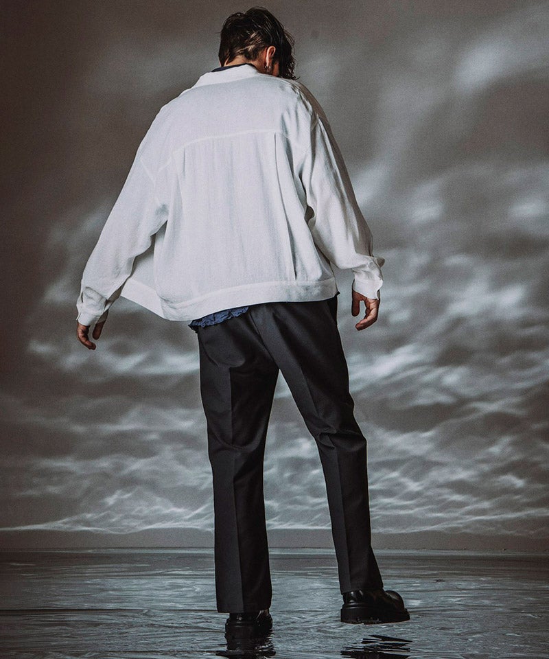 no id. ホワイト バッククロス カットソー ロンt lgb 20%OFF【NO ID.(ノーアイディー)】ﾄﾞﾗｲｸﾛｽｵｰﾊﾞｰSH シャツ(858006-449S