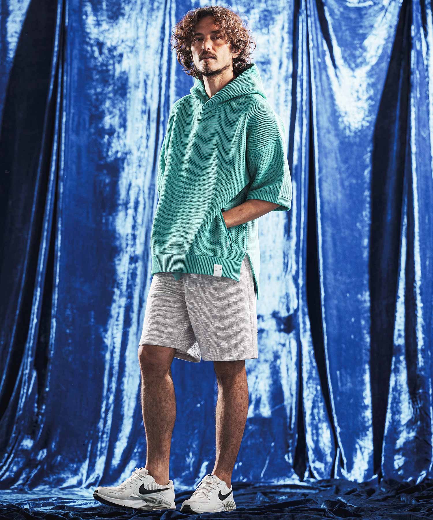 【新品】ANGENEHM(アンゲネーム)ショートパンツ ターコイズ S ANGENEHM(アンゲネーム)】Jacquard Cutsew Relax Shorts ショート