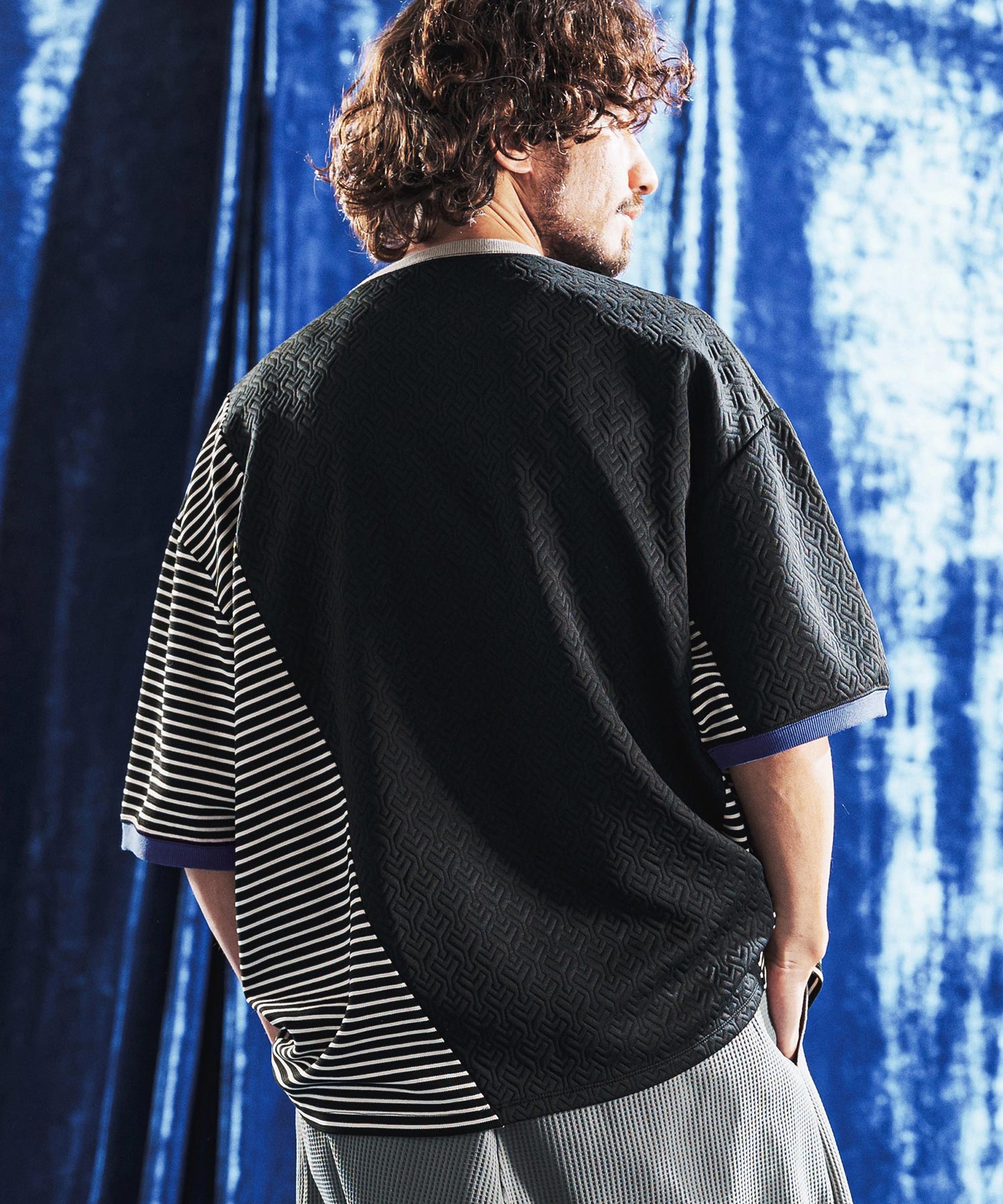 ANGENEHM(アンゲネーム)】Border × Jacquard Switch & Trim Rib Design