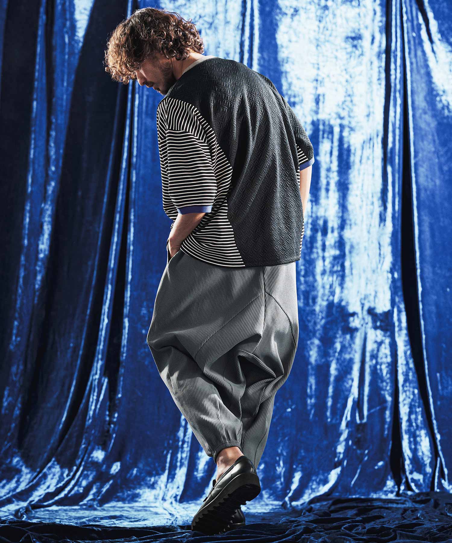 ANGENEHM(アンゲネーム)】Border × Jacquard Switch & Trim Rib Design