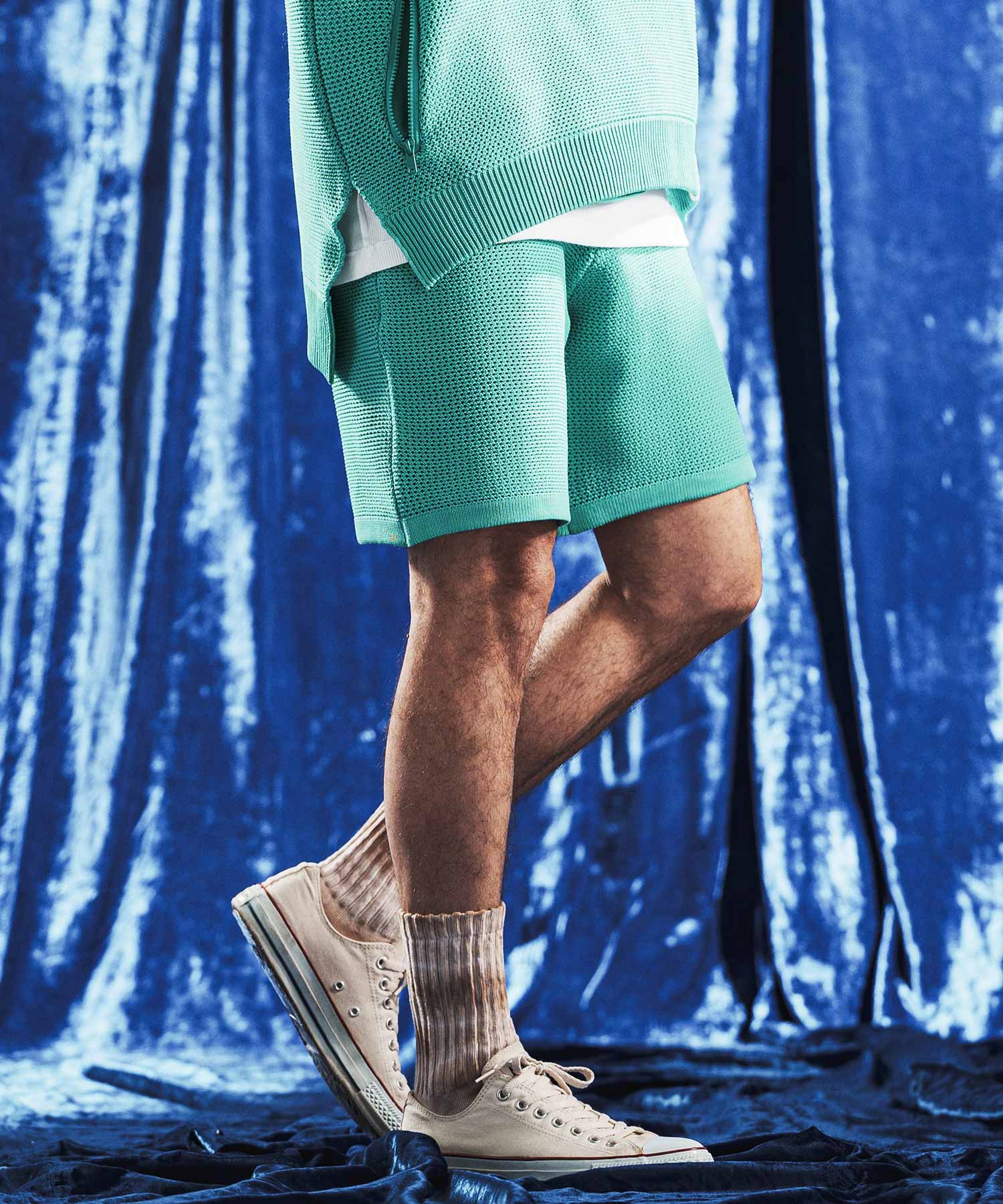 ANGENEHM(アンゲネーム)】Sheer Mesh Airy Knit Shorts ショートパンツ