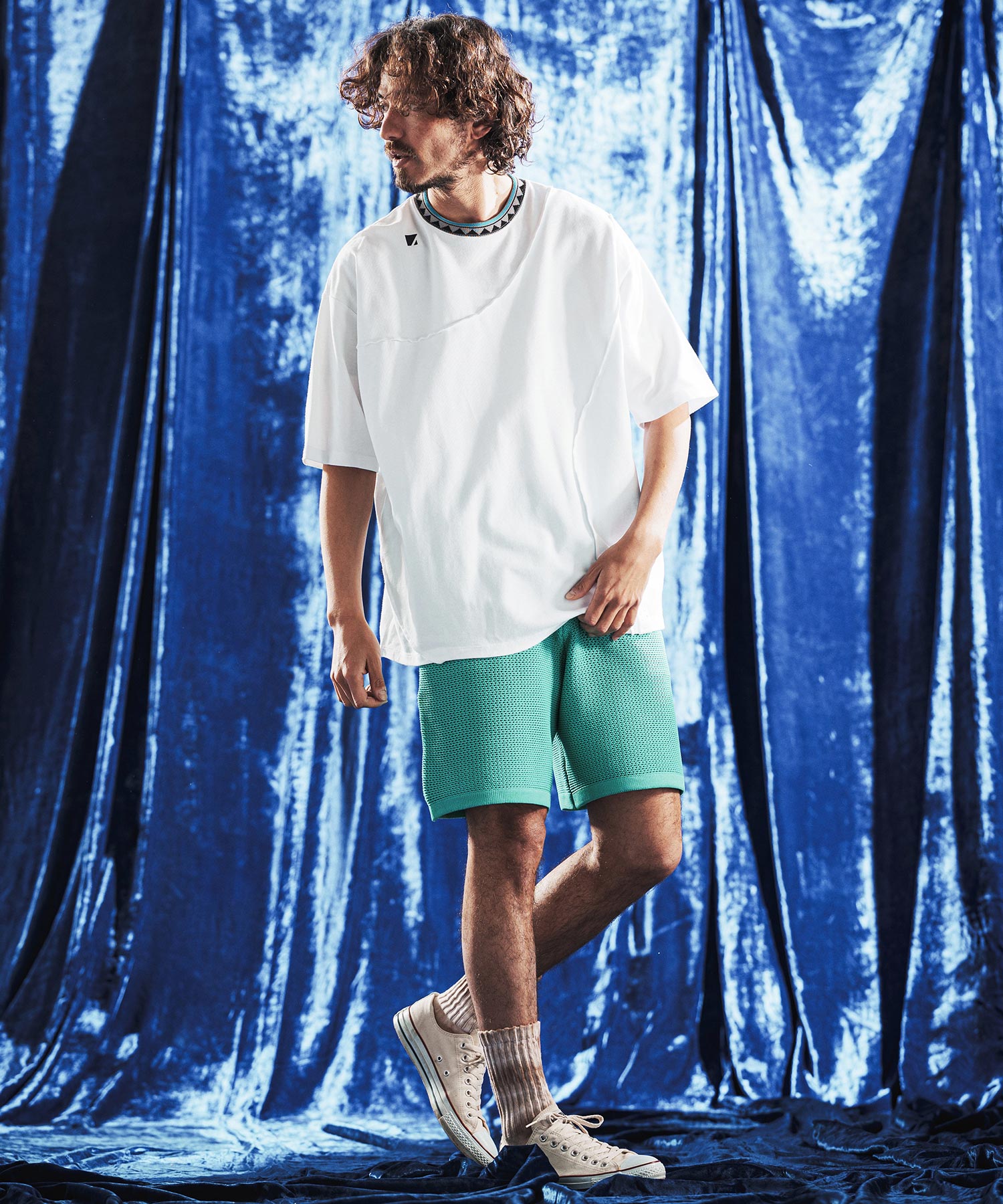 【新品】ANGENEHM(アンゲネーム)ショートパンツ ターコイズ S ANGENEHM(アンゲネーム)】Sheer Mesh Airy Knit Shorts ショートパンツ