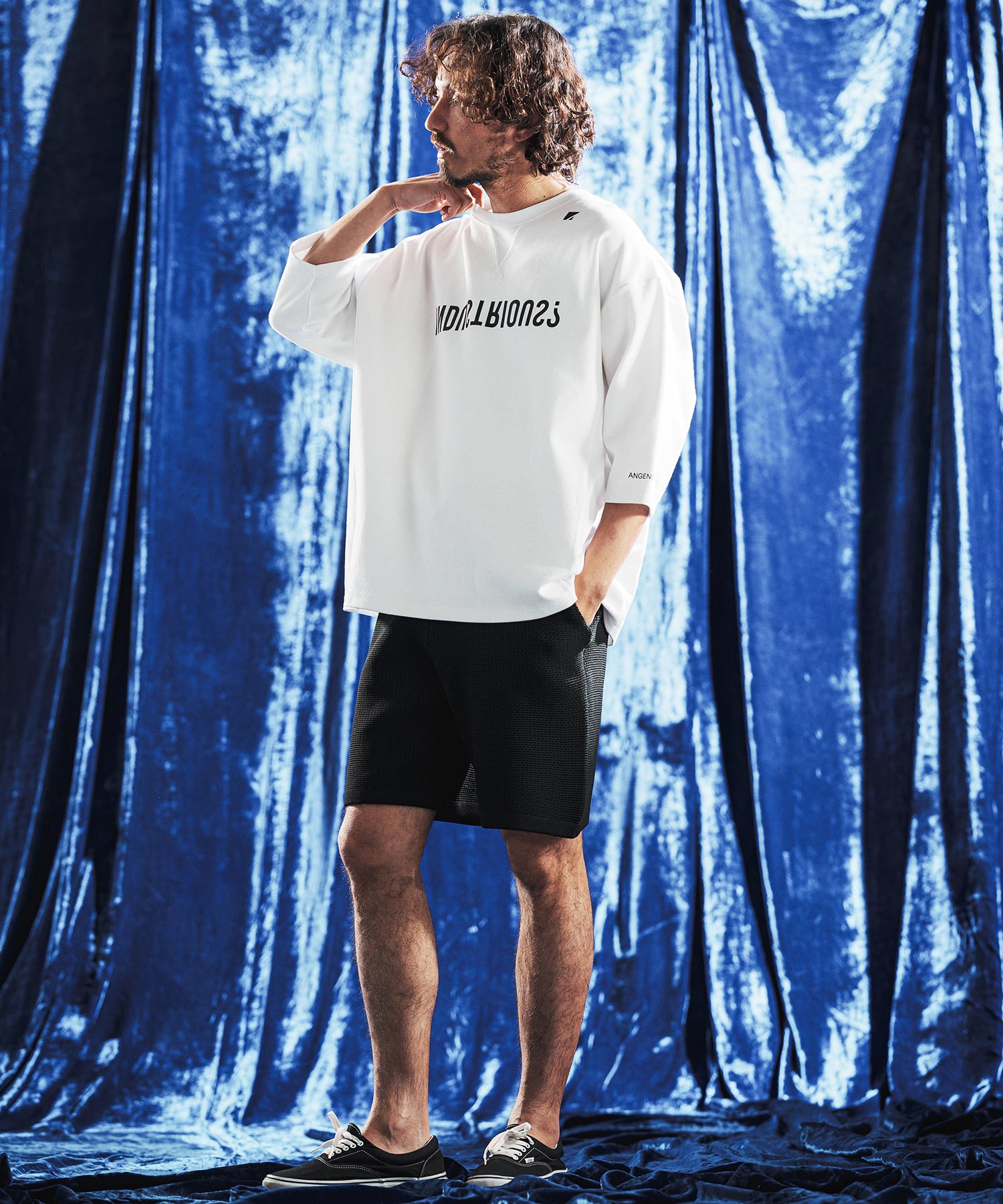 ANGENEHM(アンゲネーム)】Sheer Mesh Airy Knit Shorts ショートパンツ
